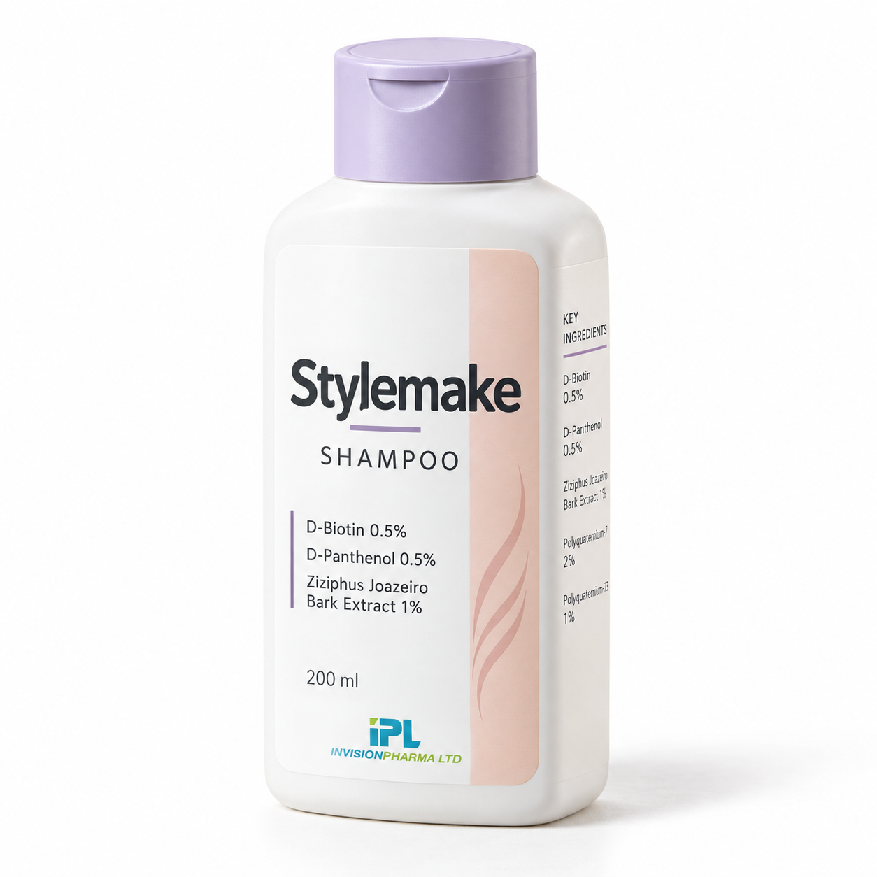 Stylemake Shampoo Bottle with Lavender Cap-3 Stylemake Shampoo - Image 1